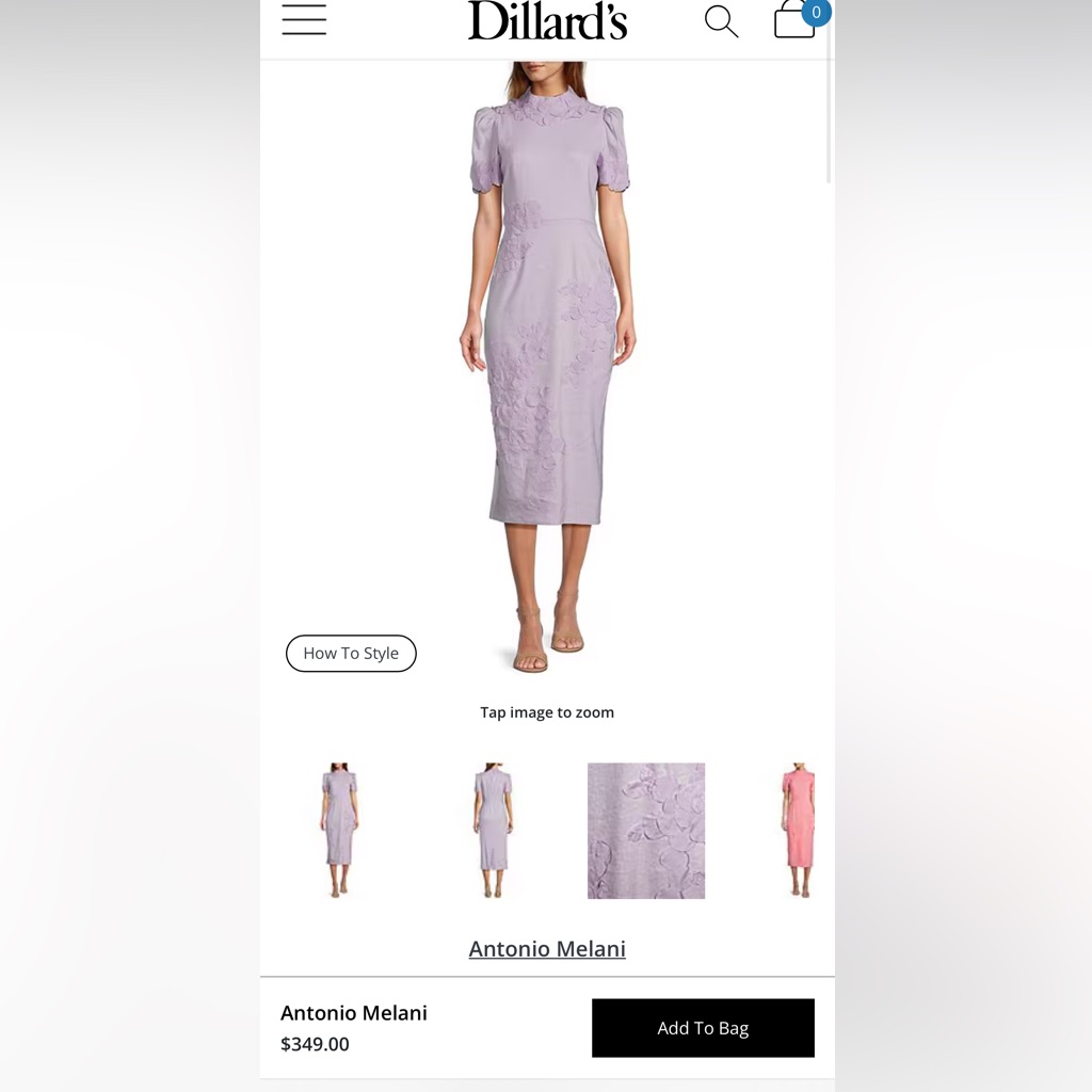 Antonio Melani Lavender Embroidered Dress
